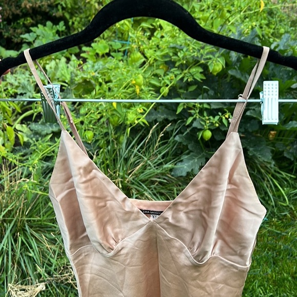 LENA MEDOYEFF SILK PINK MIDI DRESS OR SLIP XS - Picture 3 of 16